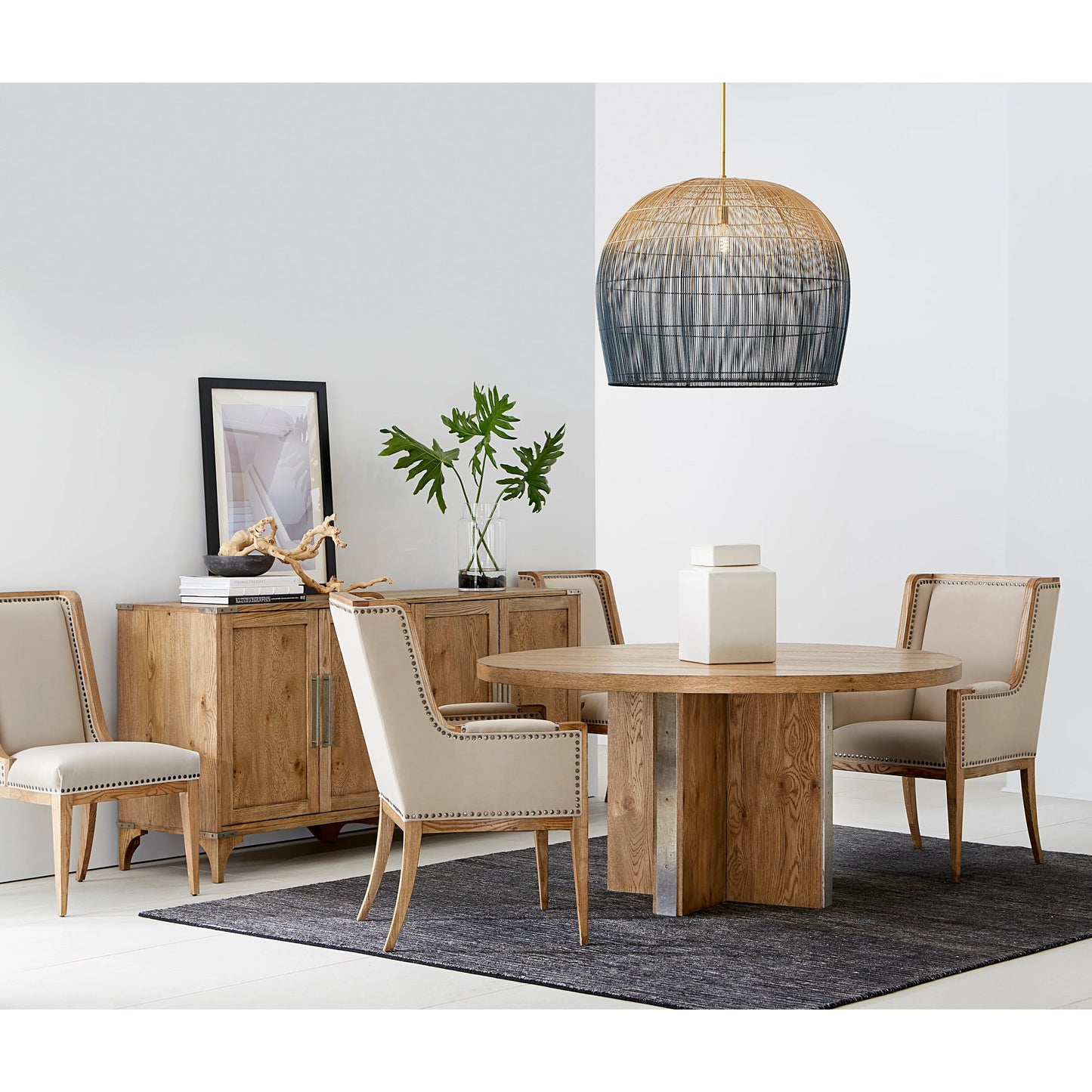 004 SR-888843 | Lifestyle | Passage Host Chair by A.R.T. Furniture in beige and light oak. Made from ash solids with knotty oak veneers in a transitional style.