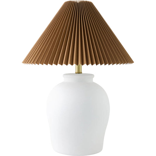 001 SI-2529864 | Primary Silo | Besson Accent Table Lamp with Pleated Shade by Livabliss. Made from ceramic, linen, polyester in a unique style.