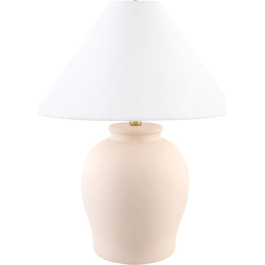 Besson Accent Table Lamp by Livabliss in painted. Made from ceramic, linen, polyester in a unique style.