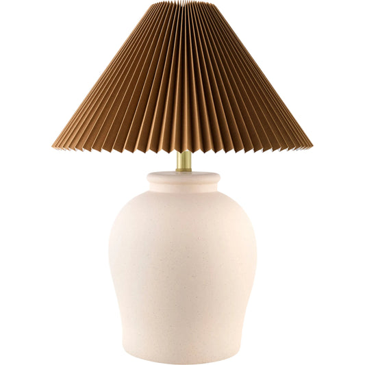 Besson Accent Table Lamp with Pleated Shade by Livabliss. Made from ceramic, linen, polyester in a unique style.