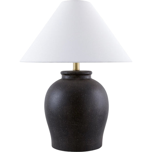 Besson Accent Table Lamp by Livabliss in painted. Made from ceramic, linen, polyester in a unique style.