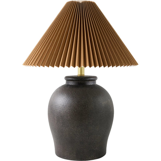 Besson Accent Table Lamp with Pleated Shade by Livabliss. Made from ceramic, linen, polyester in a unique style.
