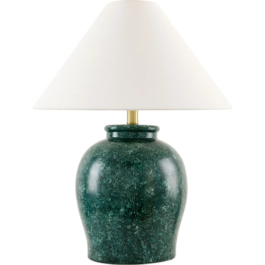 Besson Accent Table Lamp by Livabliss in painted. Made from ceramic, linen, polyester in a unique style.