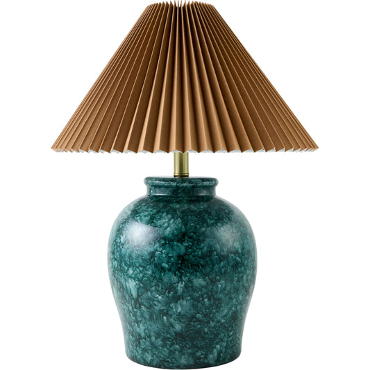 Besson Accent Table Lamp with Pleated Shade by Livabliss. Made from ceramic, linen, polyester in a unique style.