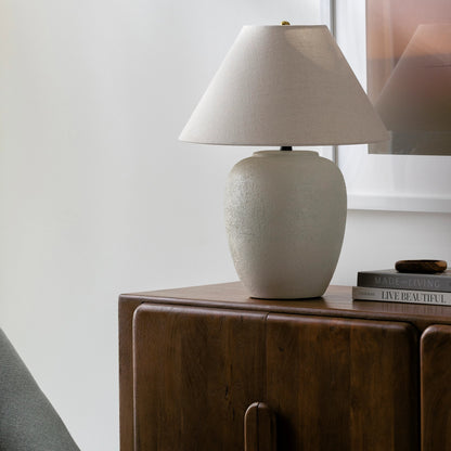 Bastillen Table Lamp by Livabliss. Made from ceramic, linen, iron in a modern style.