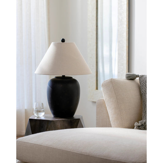 Bastillen Table Lamp by Livabliss. Made from ceramic, linen, iron in a modern style.