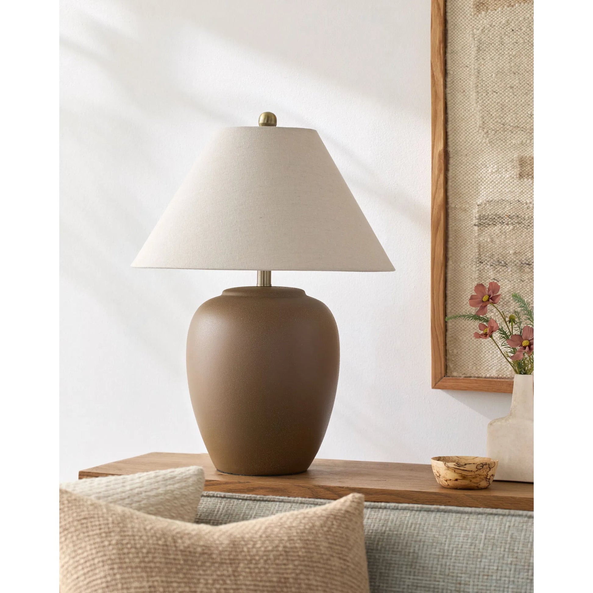 Bastillen Table Lamp by Livabliss. Made from ceramic, linen, iron in a modern style.