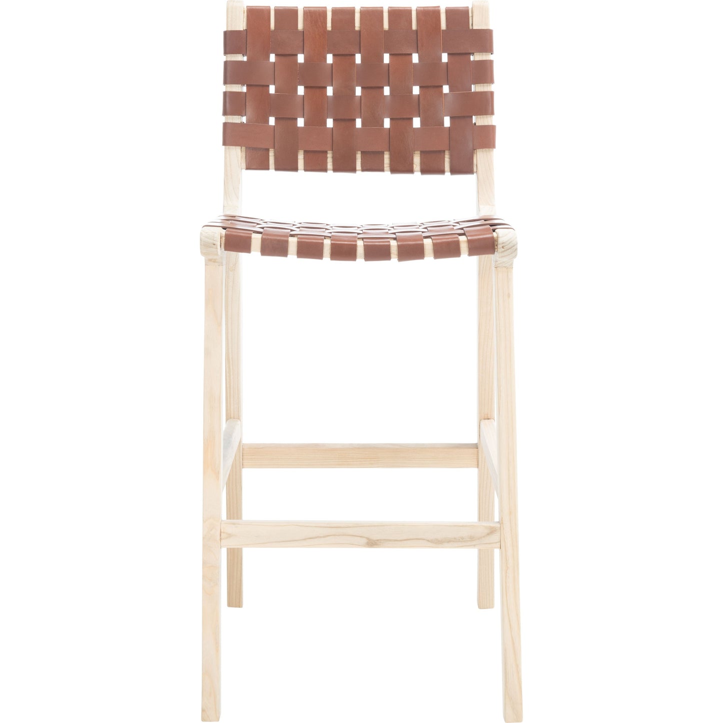 006 SI-1719358 | Additional Silo | Androscoggin Bar Stool by HedgeApple Essentials in cognac. Made from sungkai 4 cm leather in a modern style.