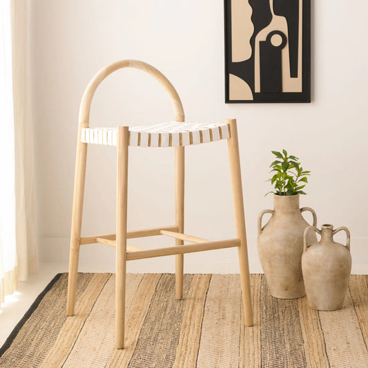 Crow Bar Stool by HedgeApple Essentials in white, natural. Made from unique in a unique style.