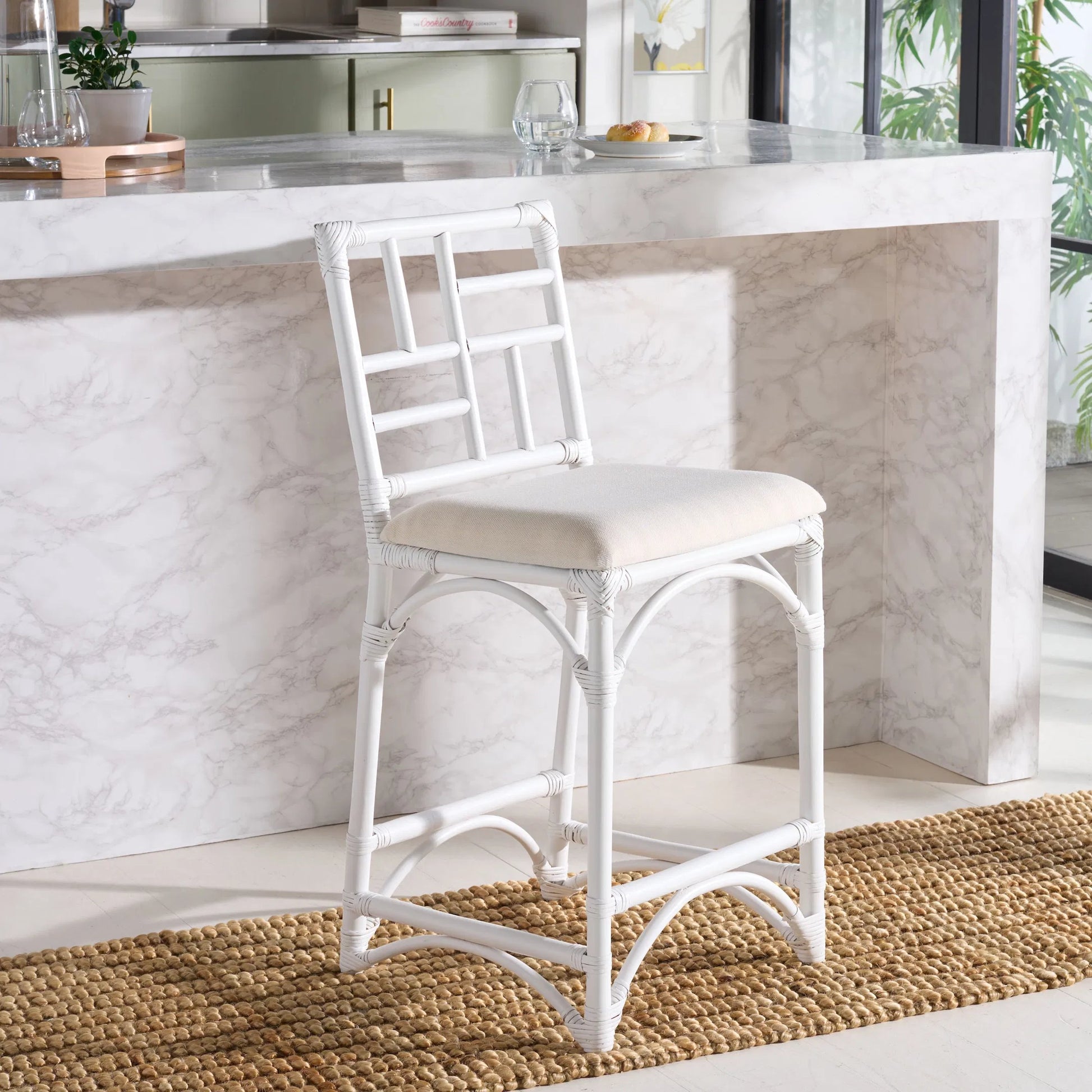 Dudley Barstool with Cushion by HedgeApple Essentials. Made from rattan, cotton, foam in a unique style.