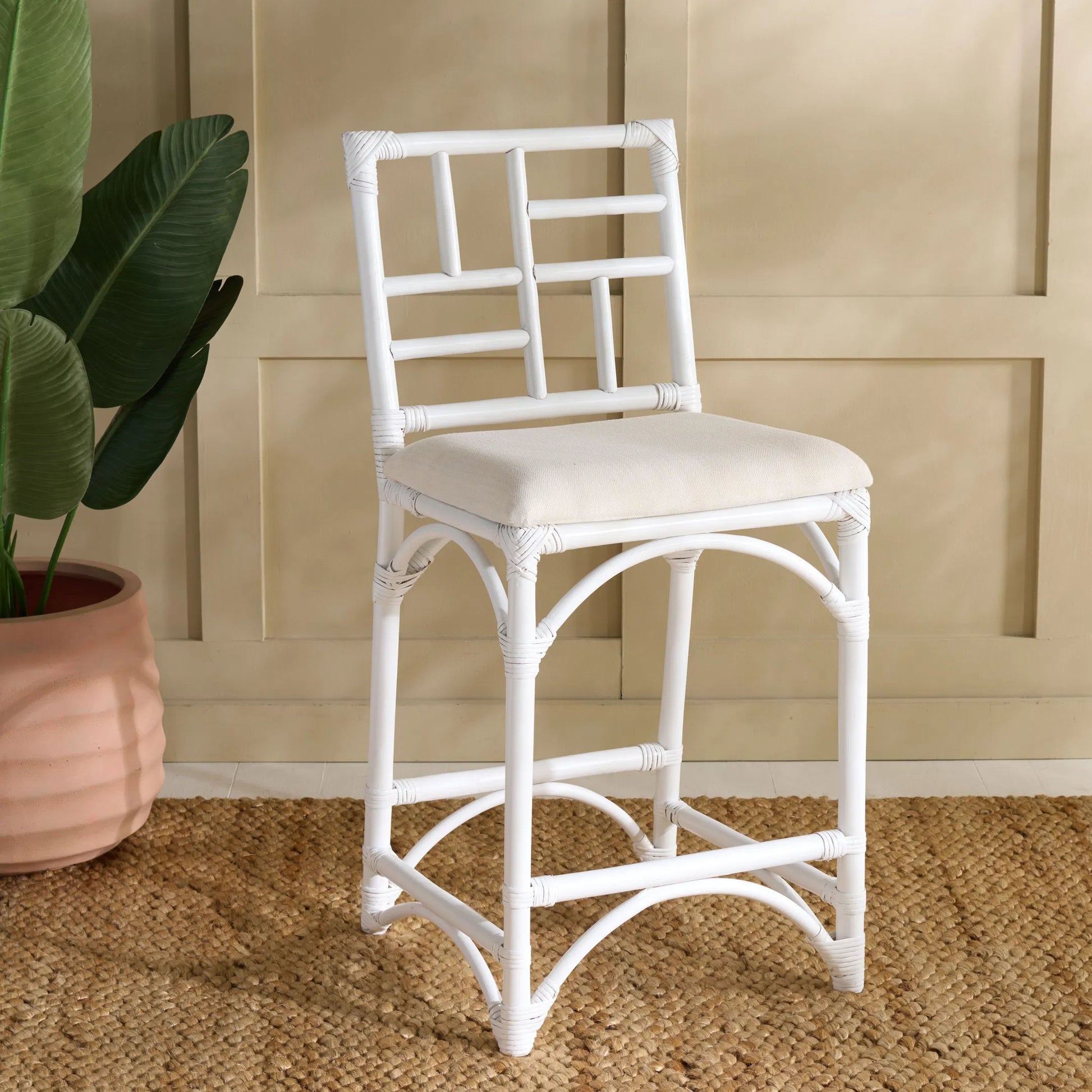 Dudley Barstool with Cushion by HedgeApple Essentials. Made from rattan, cotton, foam in a unique style.