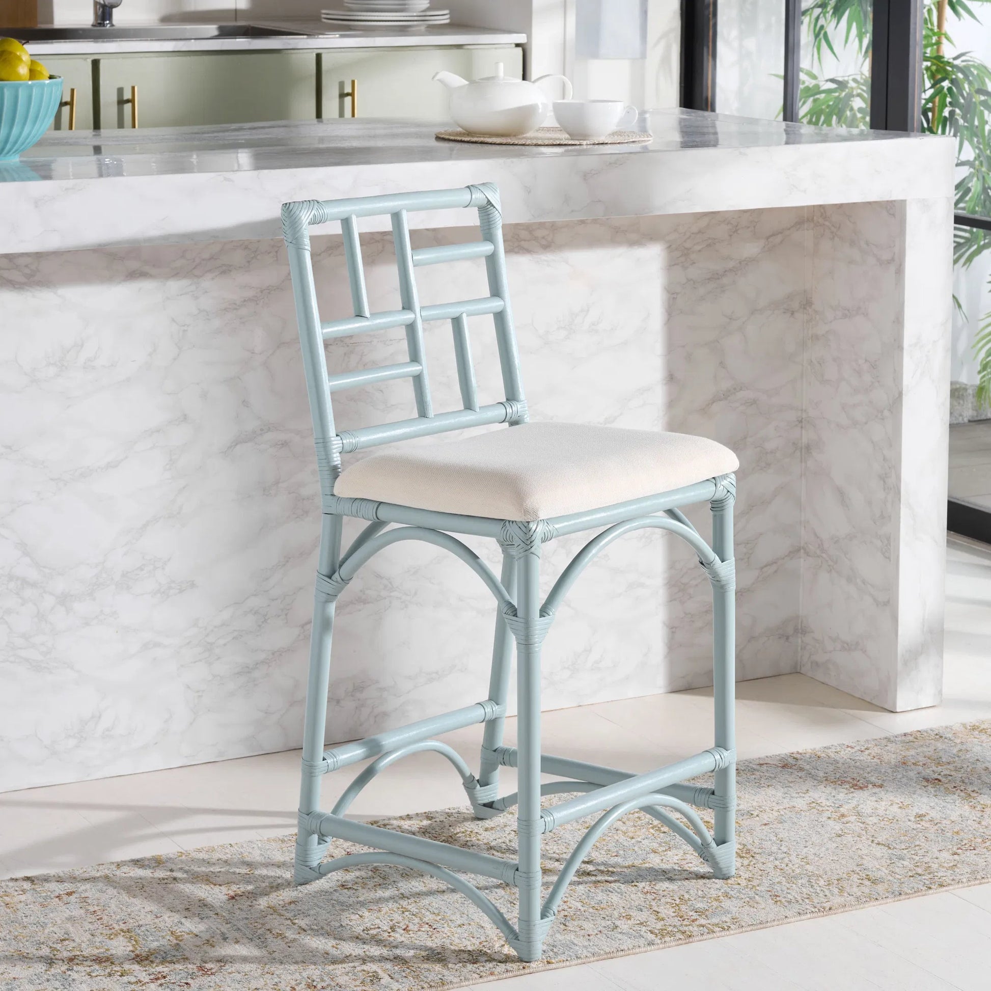 Dudley Barstool with Cushion by HedgeApple Essentials. Made from rattan, cotton, foam in a unique style.