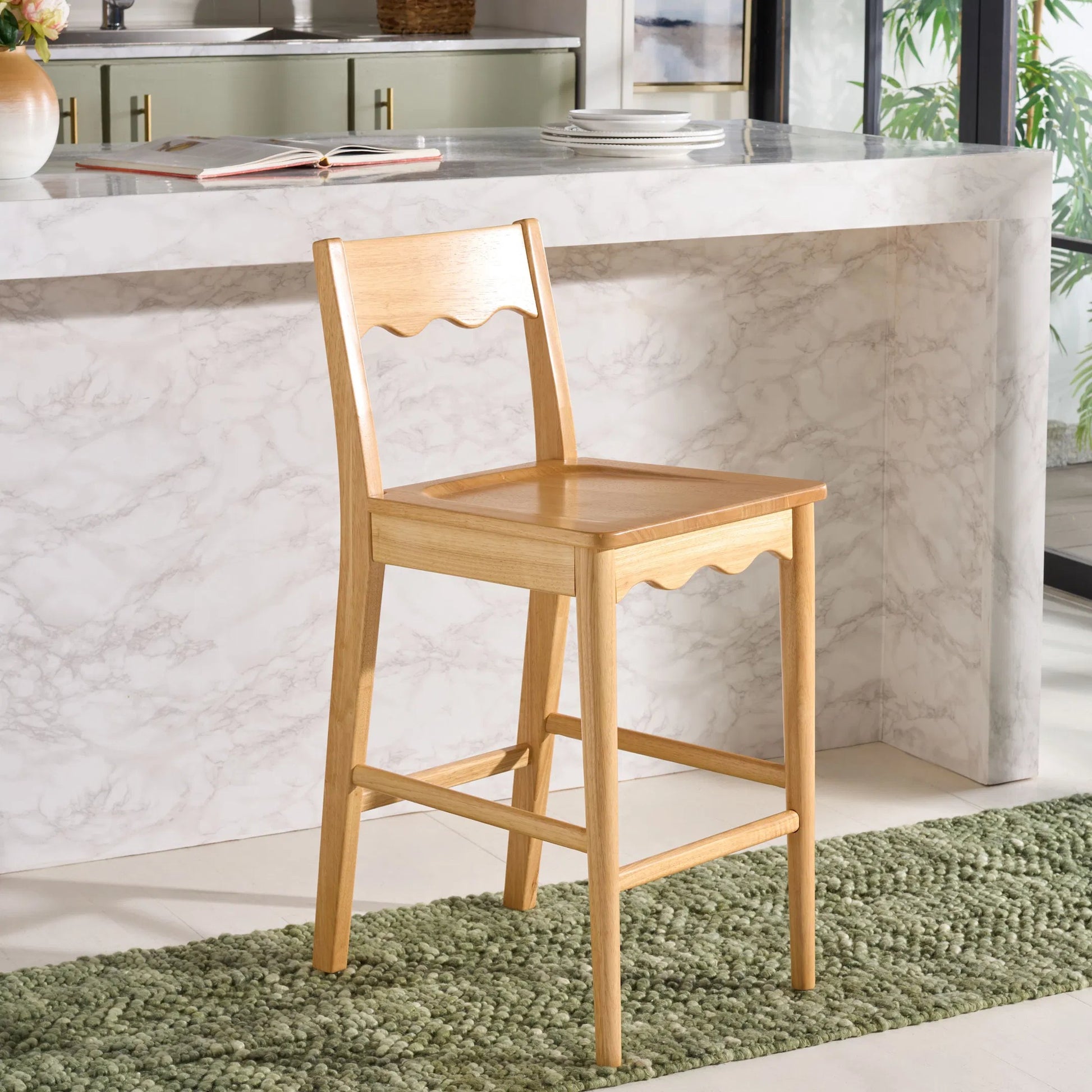 Newark Scallop Counter Stool by HedgeApple Essentials. Made from rubberwood in a unique style.