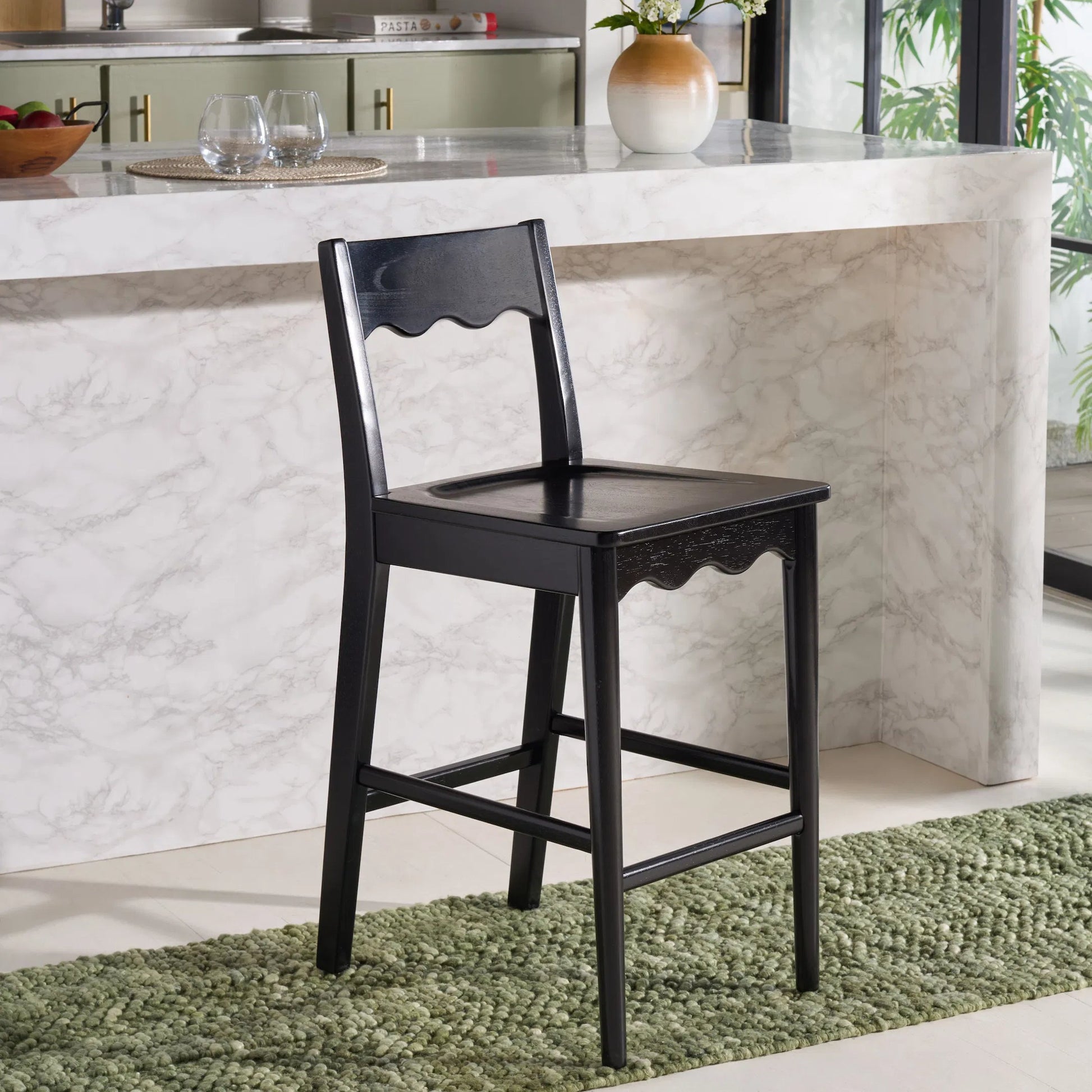 Newark Scallop Counter Stool by HedgeApple Essentials. Made from rubberwood in a unique style.