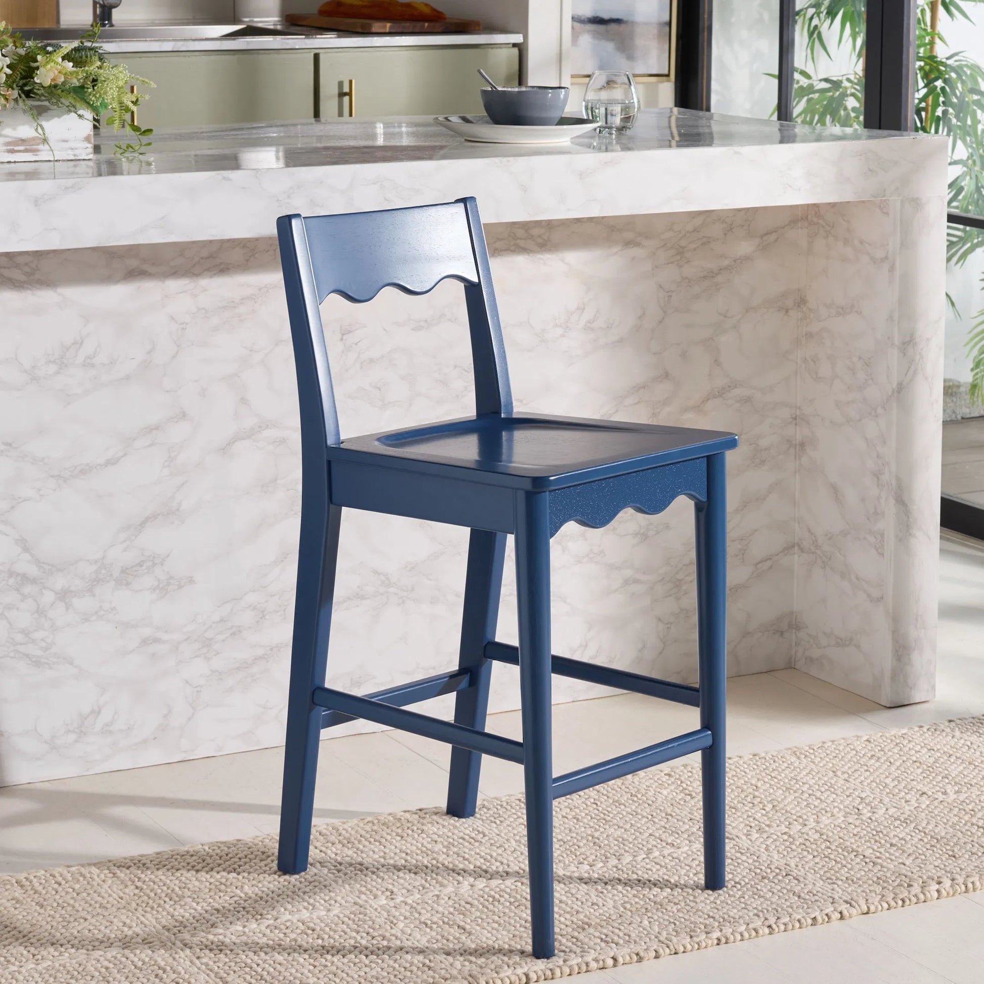 Newark Scallop Counter Stool by HedgeApple Essentials. Made from rubberwood in a unique style.