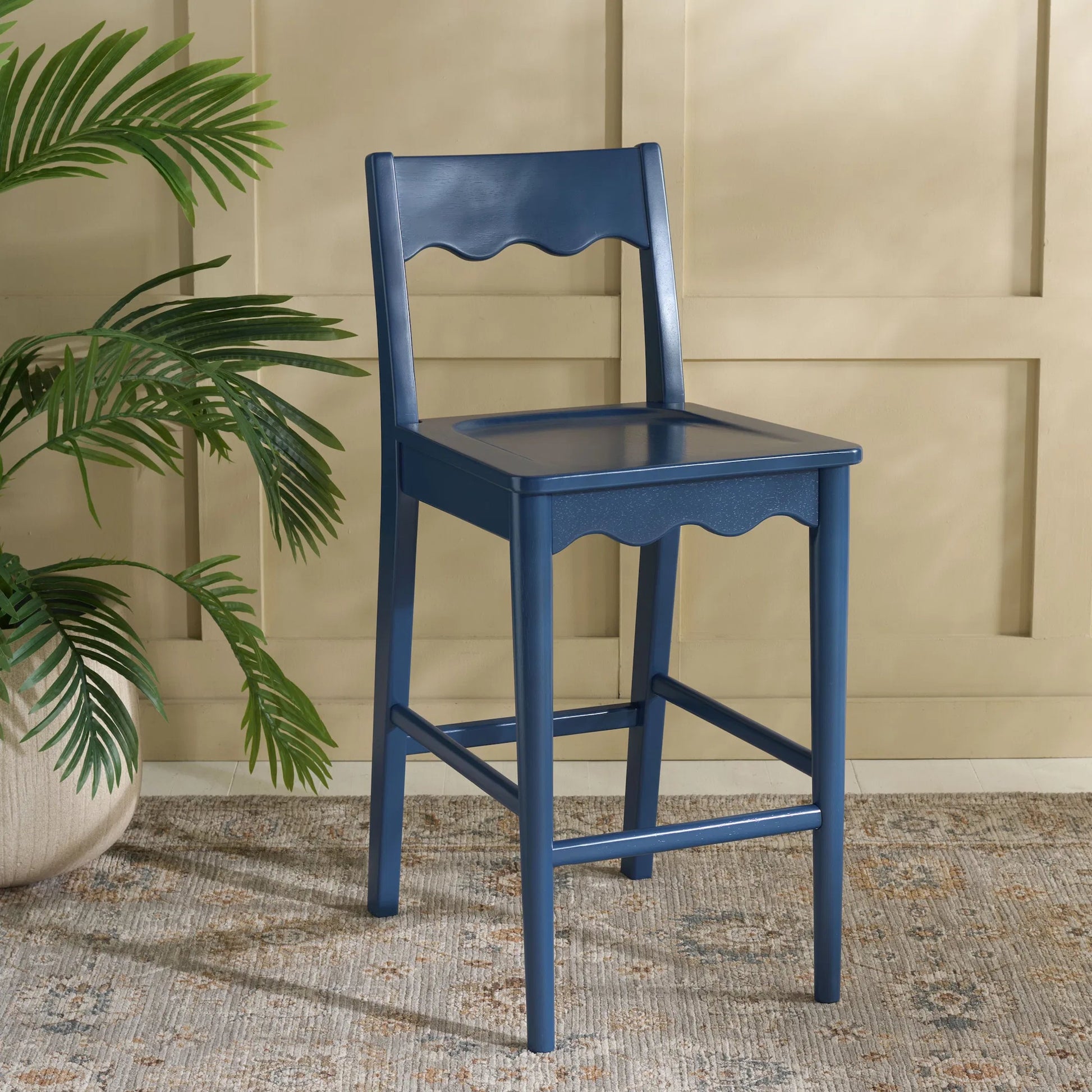 Newark Scallop Counter Stool by HedgeApple Essentials. Made from rubberwood in a unique style.