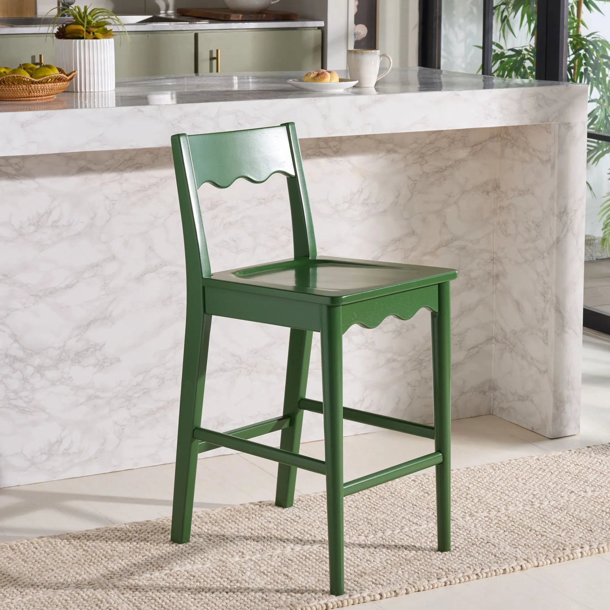 Newark Scallop Counter Stool by HedgeApple Essentials. Made from rubberwood in a unique style.
