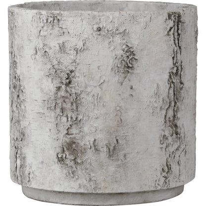 Faux Birch Planter by Currey and Company in black, beige, pale gray. Made from fiber cement in a modern style.
