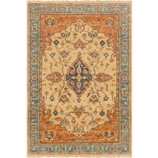 Biscayne Rug - 23597 by Surya in rust, aqua, ivory, grass green, brown. Made from 100% new zealand wool in a unique style.