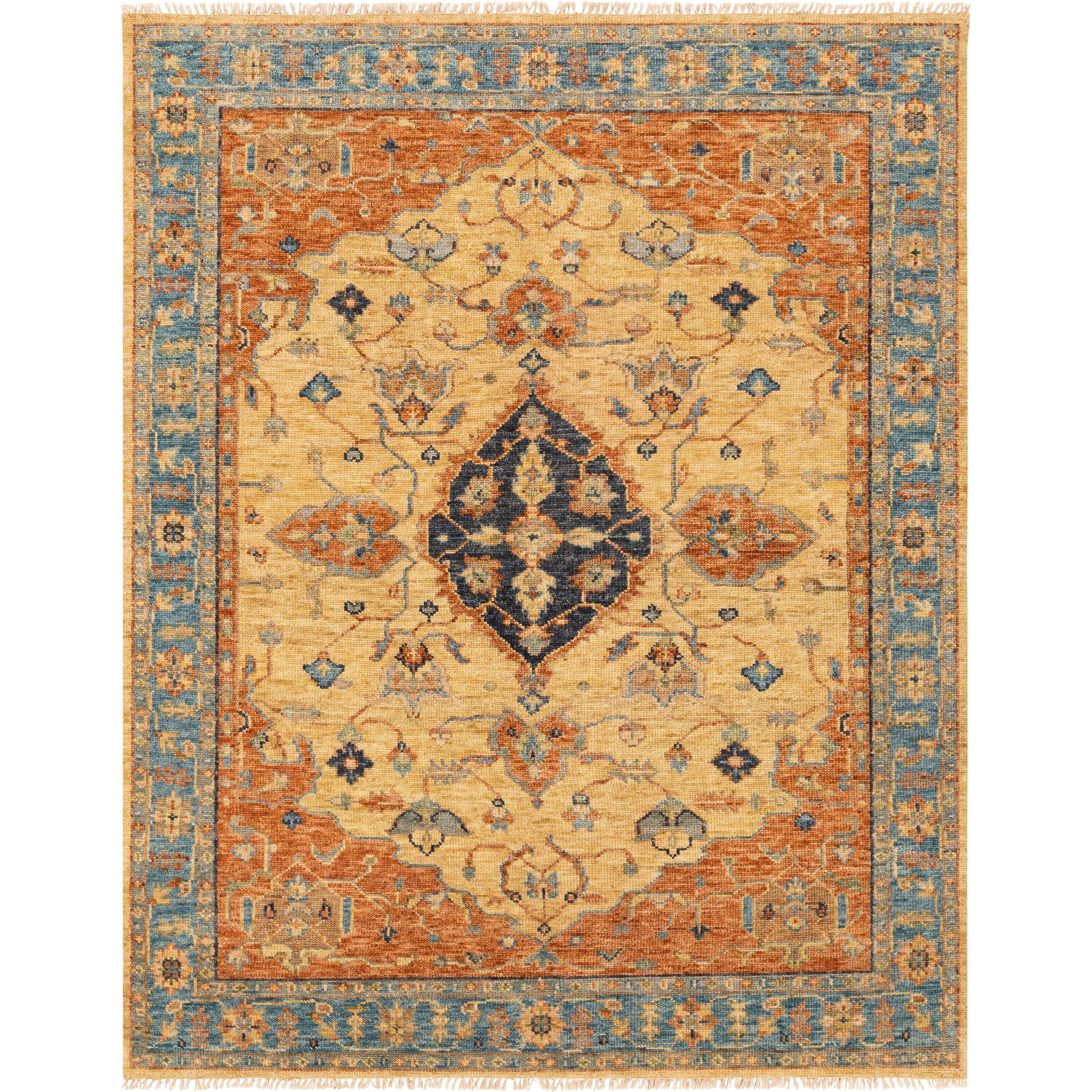 Biscayne Rug - 23597 by Surya in rust, aqua, ivory, grass green, brown. Made from 100% new zealand wool in a unique style.