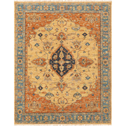 Biscayne Rug - 23597 by Surya in rust, aqua, ivory, grass green, brown. Made from 100% new zealand wool in a unique style.