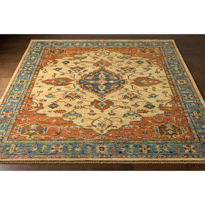 Biscayne Rug - 23597 by Surya in rust, aqua, ivory, grass green, brown. Made from 100% new zealand wool in a unique style.