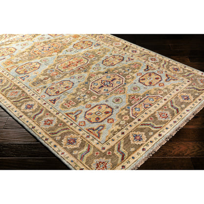 Biscayne Rug - 23599 by Surya in aqua, bright yellow, rust, ivory, blue, olive. Made from 100% new zealand wool in a unique style.