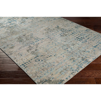 Biscayne Rug by Surya in deep teal, sage, medium green, dusty sage, charcoal. Made from 100% new zealand wool in a modern style.