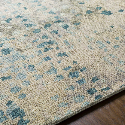 Biscayne Rug by Surya in deep teal, sage, medium green, dusty sage, charcoal. Made from 100% new zealand wool in a modern style.