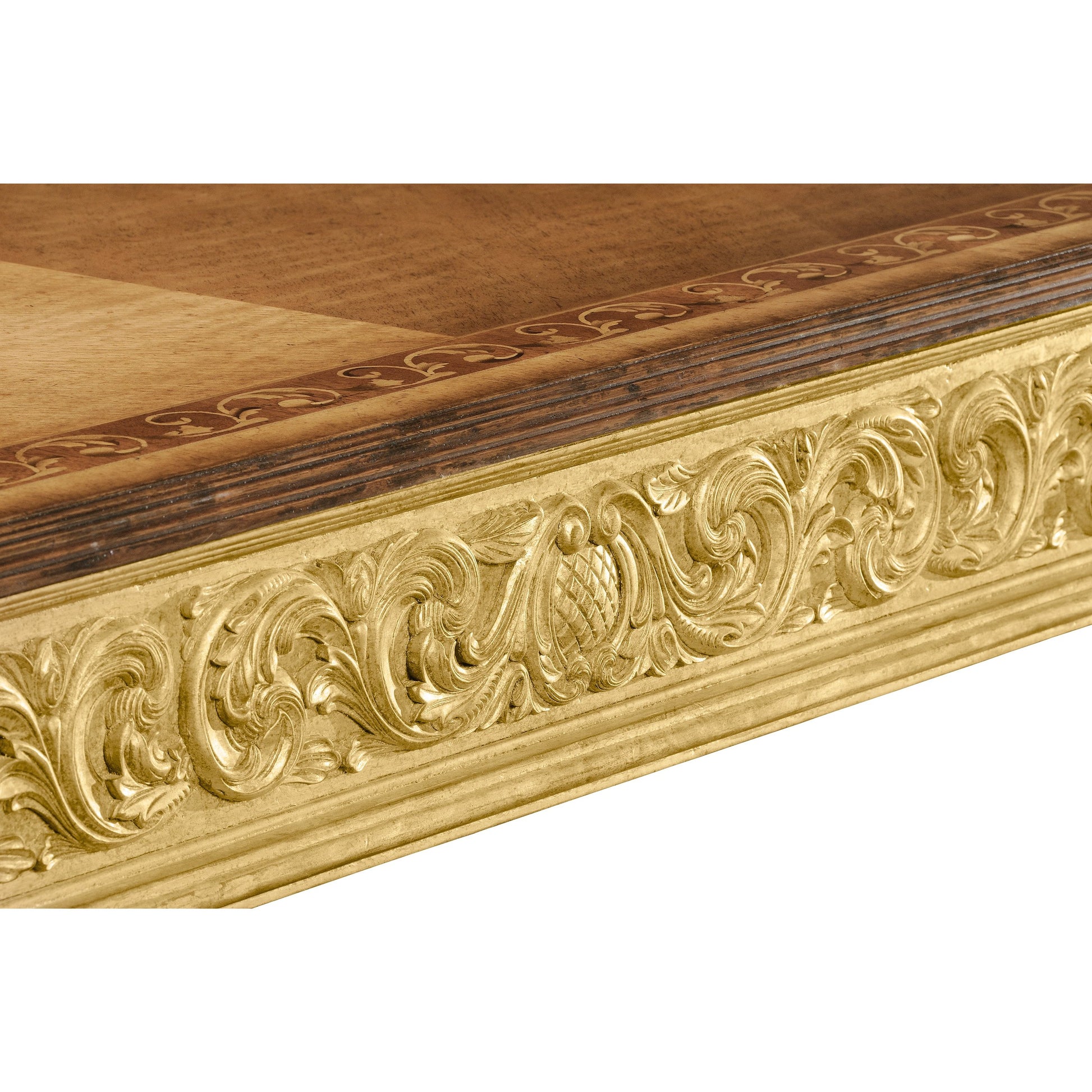 Versailles Louis Xiv Style Rectangular Coffee Table by Jonathan Charles in gold and light antique gold-leaf. Made from acacia in a traditional style.