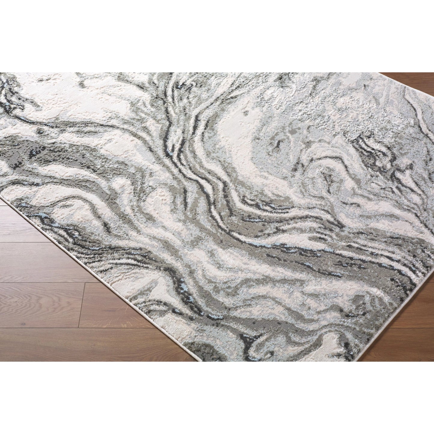 002 SI-2168699,SI-2168700 | Closeup | Amman BTA-2301 Rug by Livabliss in light slate, ivory, cream, ice blue, gray, beige. Made from polypropylene, polyester in a unique style.