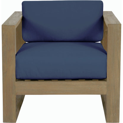 Coastal Outdoor Teak Club Chair by Sunset West. Made from teak in a modern style.