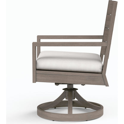 Laguna Outdoor Armless Dining Chair by Sunset West in browns. Made from aluminum in a modern style.