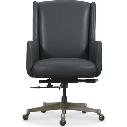 Benito Executive Swivel Tilt Chair by Hooker Furniture in salvo denim. Made from leather in a modern style.