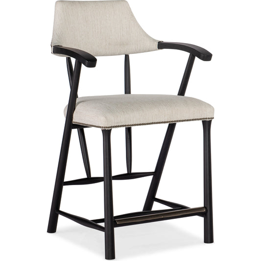 Linville Falls Stack Rock Counter Stool by Hooker Furniture in beige. Made from fabric, nailheads in a modern style.