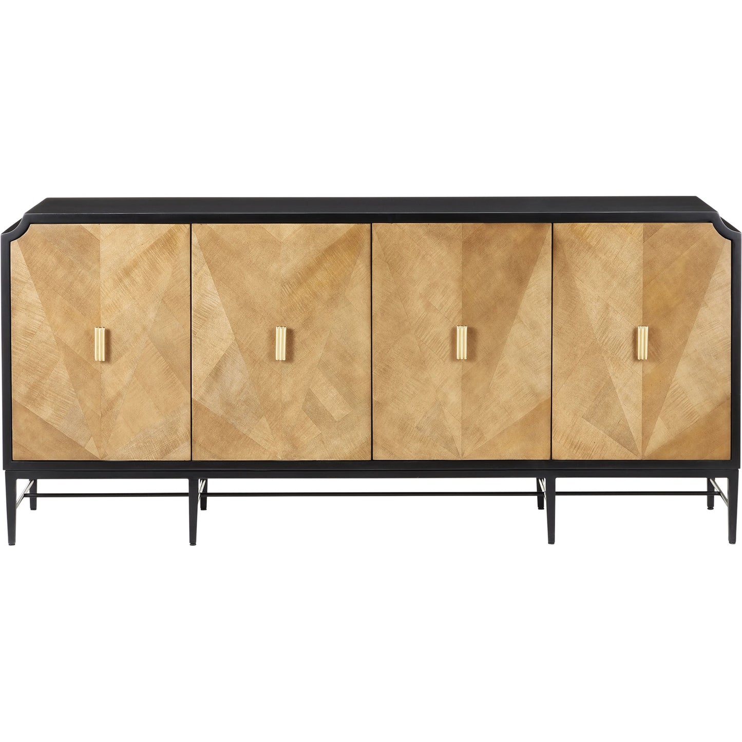010 SI-2133973 | Additional Silo | Kallista Credenza by Currey and Company in taupe, caviar black, polished brass, black. Made from sycamore veneer, mahogany, engineered hardwood, brass, iron in a modern style.