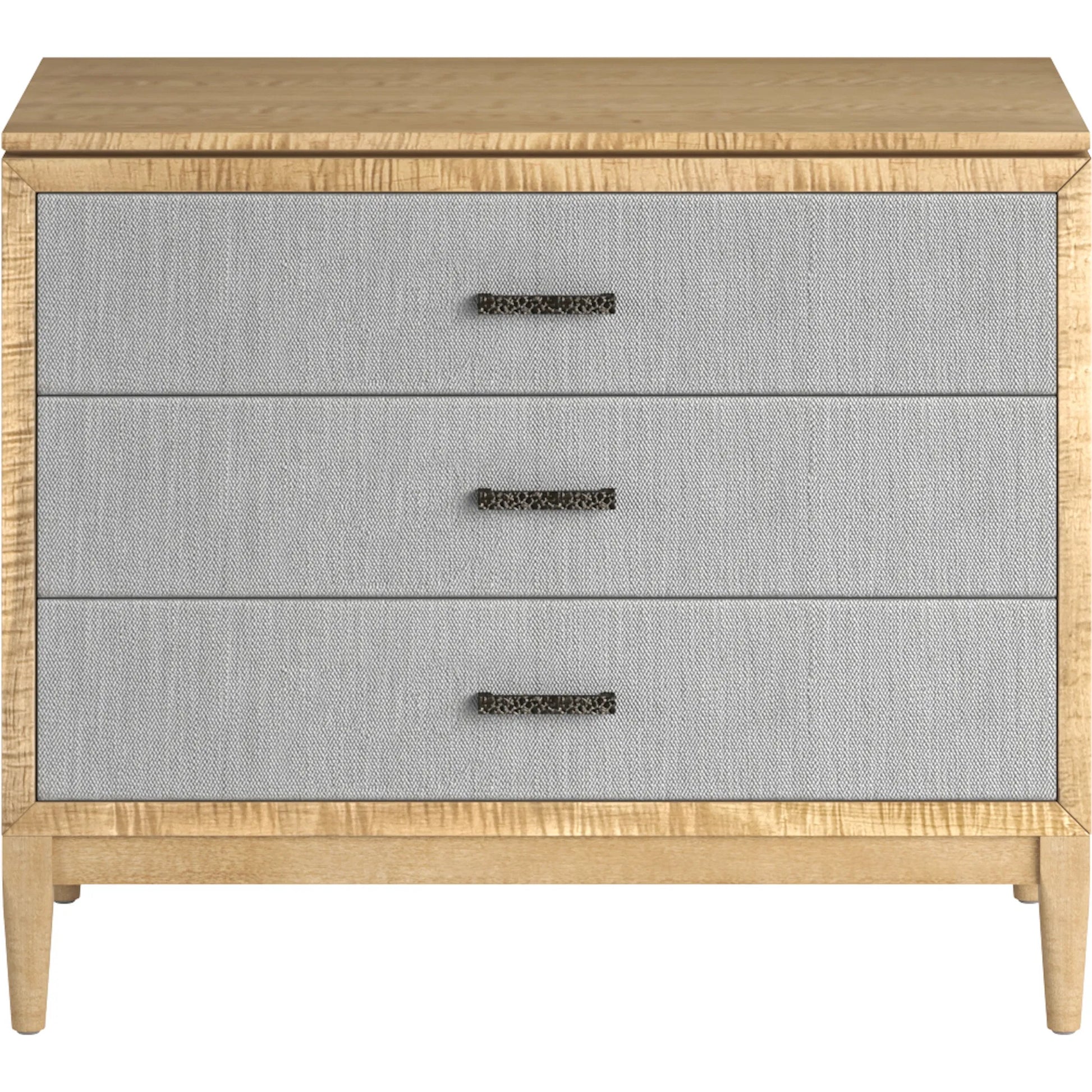 Loft Fabric Bedside Chest by A.R.T. Furniture in gray and natural maple. Made from poplar, rubberwood, fabric in a modern style.