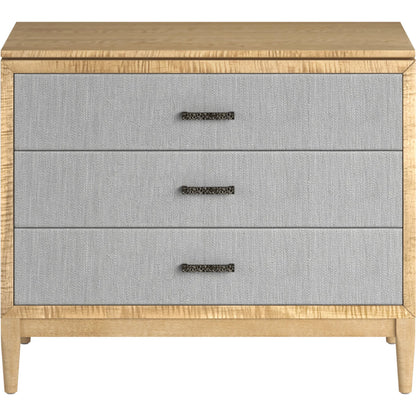 Loft Fabric Bedside Chest by A.R.T. Furniture in gray and natural maple. Made from poplar, rubberwood, fabric in a modern style.