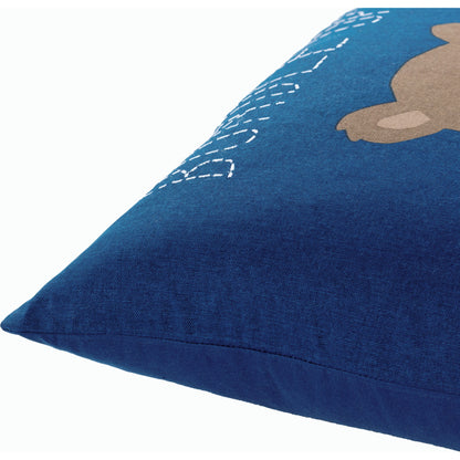 Bundle Up Bear Pillow - 13094 by Surya in dark blue. Made from 100% cotton in a unique style.