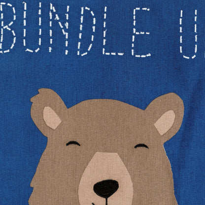 Bundle Up Bear Pillow - 13094 by Surya in dark blue. Made from 100% cotton in a unique style.