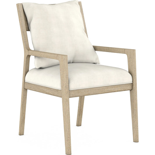 North Side Upholstered Arm Chair by A.R.T. Furniture in shale. Made from parrawood solids, quarter figured/fiddle ash veneer, foam & cotton filling, fabric in a modern style.
