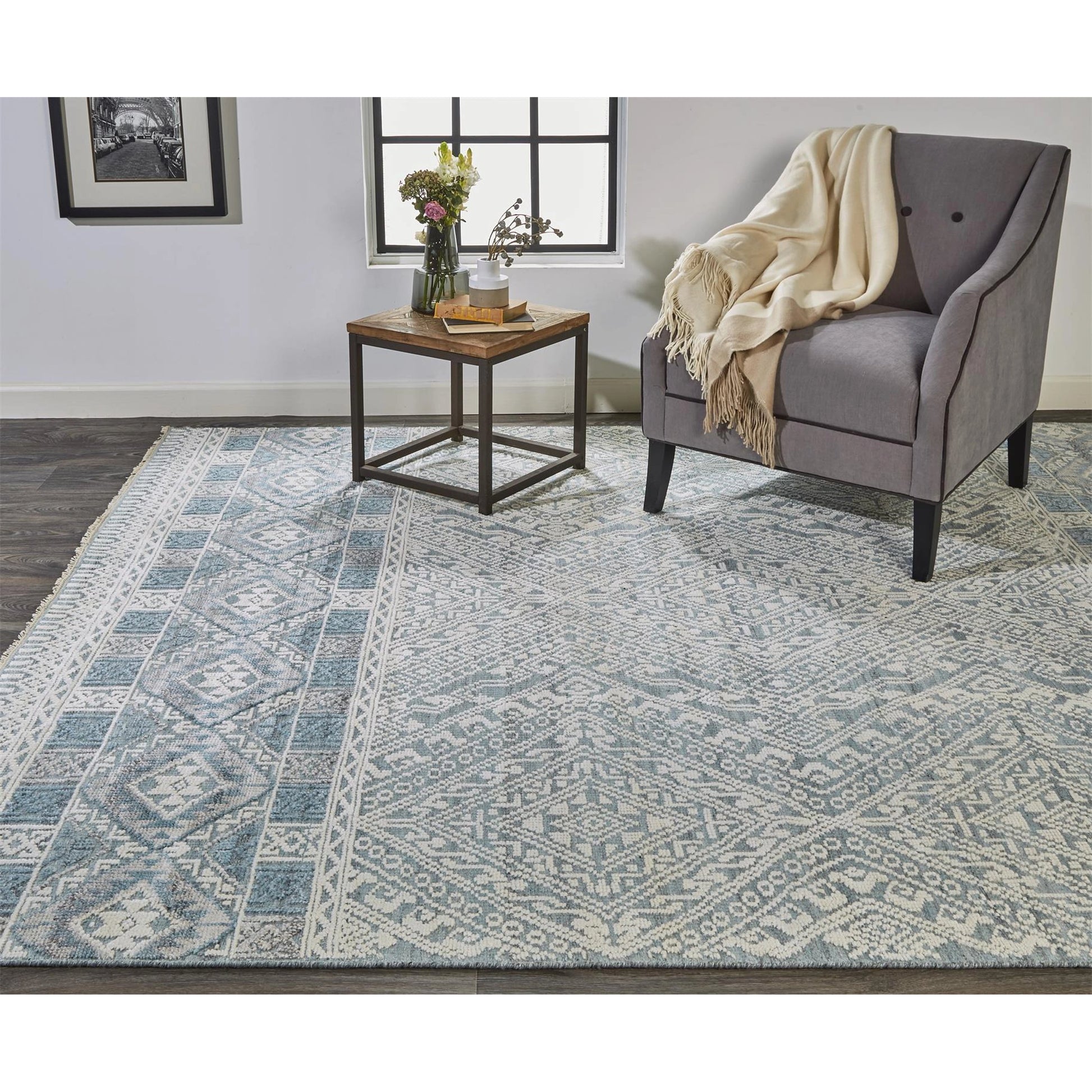 Payton Transitional Diamond Rug - 6495F by Feizy. Made from viscose, wool in a unique style.
