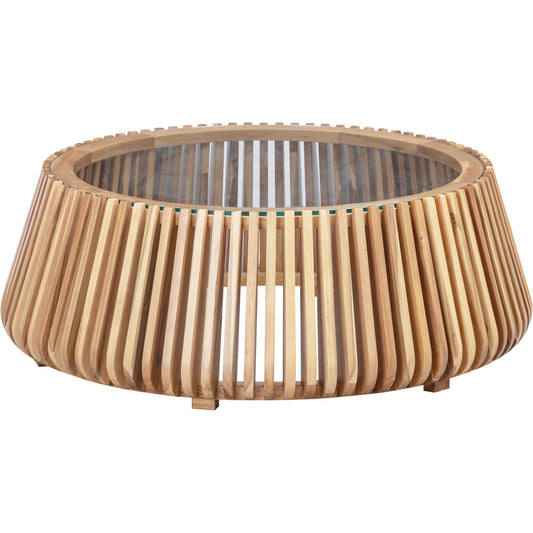 Bungalow Coffee Table by LH Imports. Made from acacia wood, tempered clear glass in a unique style.