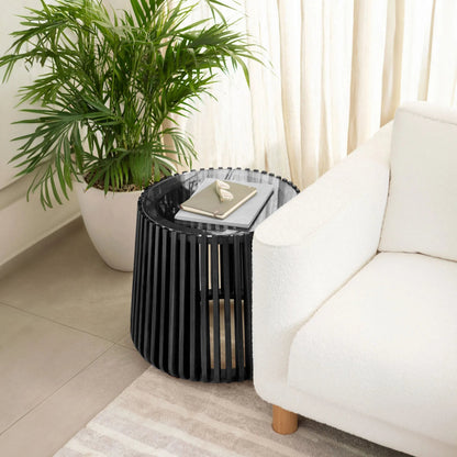 Bungalow Side Table by LH Imports. Made from acacia wood, tempered clear glass in a modern style.