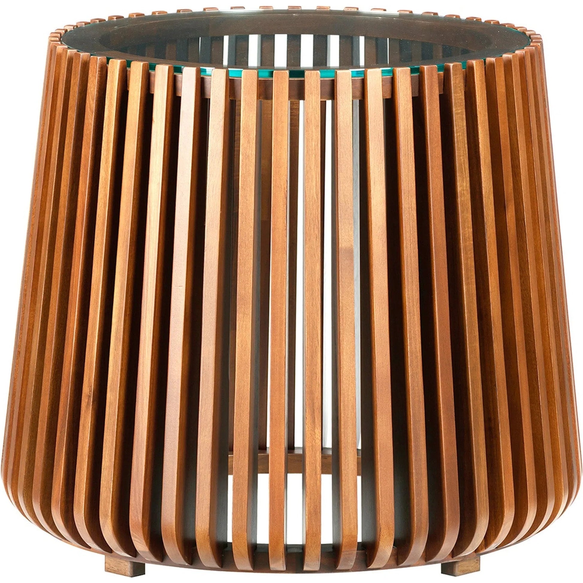 Bungalow Side Table by LH Imports. Made from acacia wood, tempered clear glass in a modern style.