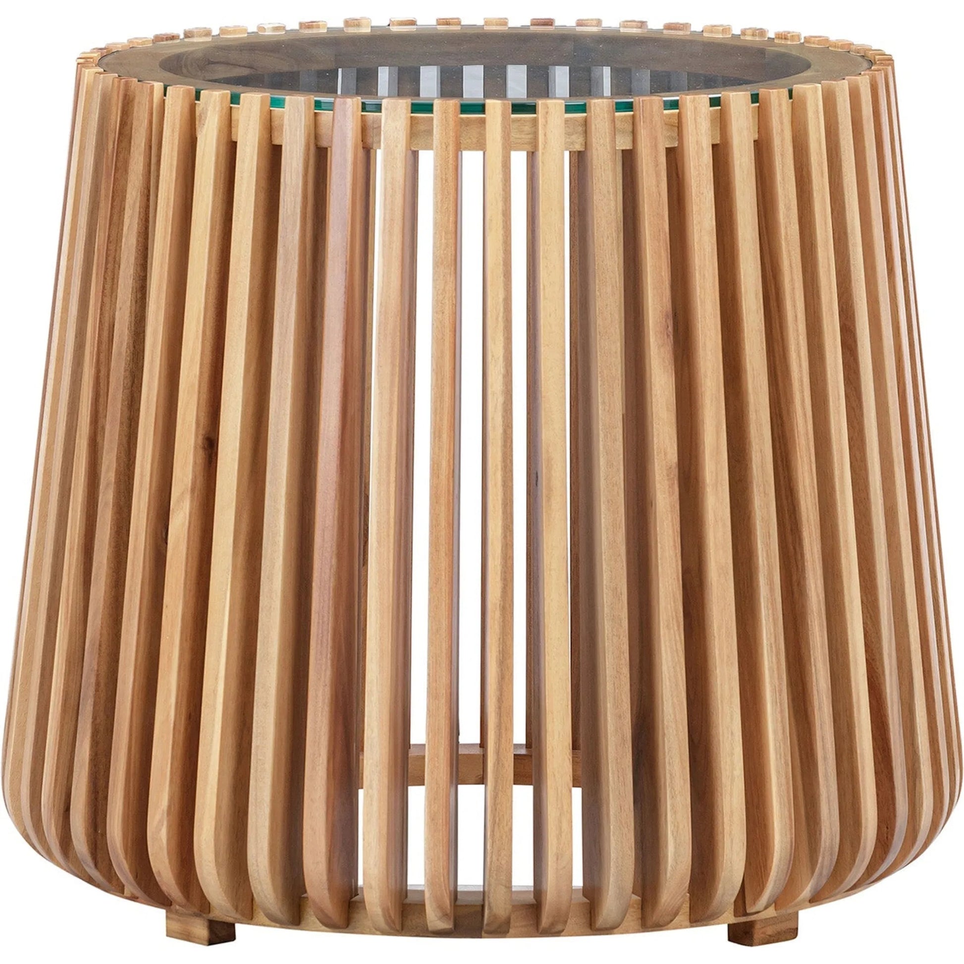 Bungalow Side Table by LH Imports. Made from acacia wood, tempered clear glass in a modern style.