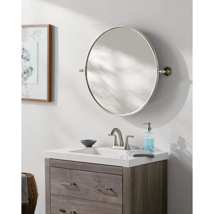 Burnish Round Mirror - 32896 by Surya in antiqued. Made from substrate: manufactured wood in a modern style.