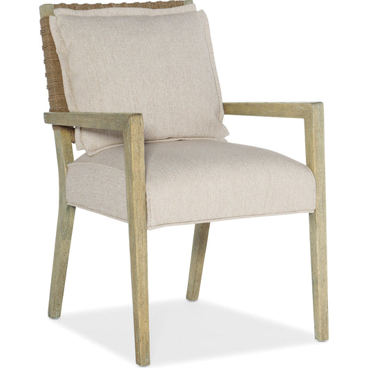 Surfrider Woven Back Arm Chair (Set of 2) by Hooker Furniture in beige and driftwood, zuri cream. Made from fabric, foam, rope in a transitional style.