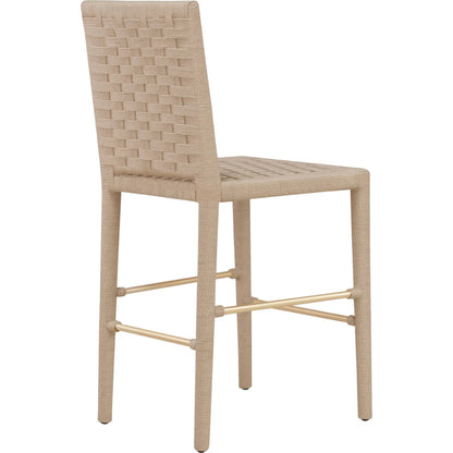 Burbank Counter Stool by Worlds Away in natural, antique brass. Made from unique in a modern style.