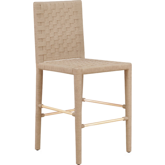 Burbank Counter Stool by Worlds Away in natural, antique brass. Made from unique in a modern style.